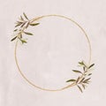 Round gold frame with olive branches illustration Royalty Free Stock Photo