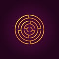 Round gold labyrinth line icon