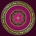 Round gold-purple-vintage pattern