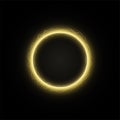 Round gold tinsel frame with line effect circle. Glowing light ring. Vector illustration. Royalty Free Stock Photo