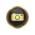 Round golden button with camera Icon