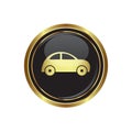 Round golden button with car icon