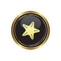 Round golden button with Sea star icon Royalty Free Stock Photo