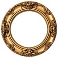 Round golden picture frame. Baroque style frame isolated on white background Royalty Free Stock Photo