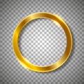 Round golden sparkling frame isolated on a transparent background. Golden shiny glowing round frame isolated over dark background Royalty Free Stock Photo