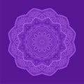 Round gradient mandala on purple background. Vector boho mandala in purple color. Abstract design of mandala in dot Royalty Free Stock Photo