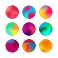 Round gradient set. Rounded holographic gradient sphere button