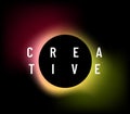 Round gradient vector background. Circle light banner with gradient isolated on black backdrop. Liquid neon button for