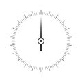 Round graphic measuring scale with arrow. 360 degree template of navigation, meteorological or level meter tool