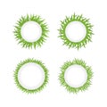 Round grass frame. Set of four isolated organic borders.