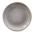 Round Gray Stoneware Plate Isolated Top View