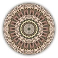 Round greek mandala pattern. Tribal ethnic style background. Vector geometric backdrop. Abstract radial floral ornaments with Royalty Free Stock Photo