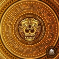 Round greek tile geometric background with lion face Royalty Free Stock Photo