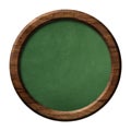 Round green blackboard with dark wooden frame