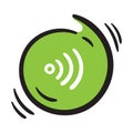 Round green button with white symbols. Simple vector element on white background. Hand drawn wifi, connection icon Royalty Free Stock Photo