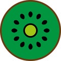 Round green kiwi slice drawing isolated on a white background Royalty Free Stock Photo