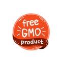 Round green label with text free gmo product Royalty Free Stock Photo