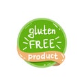 Round green label with text gluten free product