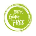 Round green label with text - Gluten free. Vector illustration