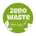 Round green lettering composition with words Zero Waste. Nature Royalty Free Stock Photo