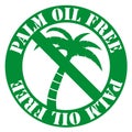 Round palm oil free label with palm tree