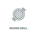 Round grill  vector line icon, linear concept, outline sign, symbol Royalty Free Stock Photo