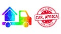 Round Grunge Car, Africa Seal with Vector Lowpoly House Trailer Icon with Spectrum Gradient Royalty Free Stock Photo