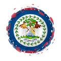 Round grunge flag of Belize with splashes in flag color