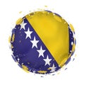 Round grunge flag of Bosnia and Herzegovina with splashes in flag color Royalty Free Stock Photo