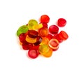 Round Gummy Candy Pile Isolated, Chewing Colorful Marmalade Pills, Jelly Gumdrops Heap, Gelatin Candies Royalty Free Stock Photo