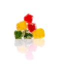 Round Gummy Candy Pile Isolated, Chewing Colorful Marmalade Sticks, Jelly French Fries Heap, Gelatin Candies Royalty Free Stock Photo