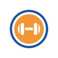 Round gym icon template, dumbell symbol vector illustration Royalty Free Stock Photo