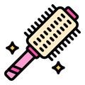 Round hair brush icon vector flat