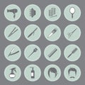 Round hairdressing equipment icons