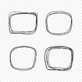 Round hand drawn, doodle sketch vector line set, frame circular shape