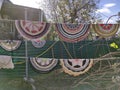 Round handmade folk mats dry in the yard Royalty Free Stock Photo