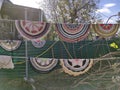 Round handmade folk mats dry in the yard Royalty Free Stock Photo