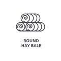 Round hay bale line icon, outline sign, linear symbol, vector, flat illustration