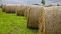 Round Hay Bales In Field. Farming Royalty Free Stock Photo