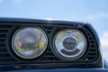 Round headlight on a old BMW car Royalty Free Stock Photo