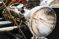 Round headlight of a vintage retro car close up Royalty Free Stock Photo