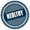 Round HEALTHY blue sticker.