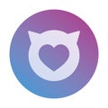 Round heart icon with cat ears