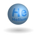 Round helium molecule, chemical element of the periodic table. Isolated vector on white background
