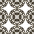 Round henna mehendi drawing mandalas drawn seamless pattern.