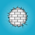 Round hole in blue wall Royalty Free Stock Photo