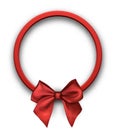 Round holiday background with red bow.