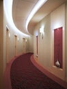 Round hotel corridor in art deco style