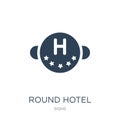 round hotel icon in trendy design style. round hotel icon isolated on white background. round hotel vector icon simple and modern