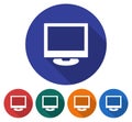 Round icon of computer LCD monitor